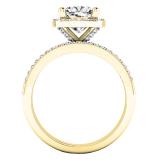 14K Yellow Gold 7 MM Cushion Lab Created White Sapphire & Round Diamond Ladies Bridal Ring Set