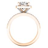 18K Rose Gold 7 MM Cushion Lab Created White Sapphire & Round Diamond Ladies Bridal Ring Set