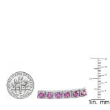 Sterling Silver 4 MM Each Round Lab Created Pink Topaz Ladies Tennis Bracelet