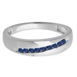 Sterling Silver Round Lab Created Blue Sapphire Men's Anniversary Wedding Stackable Band