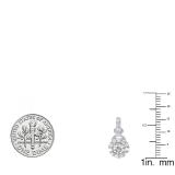 Sterling Silver 4 MM Each Round Lab Created White Sapphire & Diamond Ladies Swirl Drop Earrings