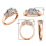 14K Rose Gold 6 MM Cushion Lab Created White Sapphire & Round Diamond Bridal Engagement Ring