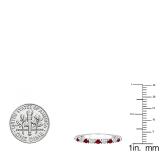 10K White Gold Round Lab Created Ruby & Diamond Ladies Bridal Anniversary Wedding Band