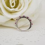 10K White Gold Round Lab Created Ruby & Diamond Ladies Bridal Anniversary Wedding Band