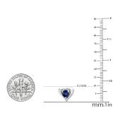 4 mm Round Lab Created Blue Sapphire Ladies Heart Stud Earrings Sterling Silver