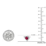 4 mm Round Lab Created Ruby Ladies Heart Stud Earrings Sterling Silver