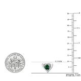 4 mm Round Lab Created Emerald Ladies Heart Stud Earrings Sterling Silver