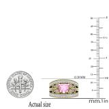 6mm Heart & Round Shape Lab Created Gemstone & Round Cubic Zirconia Metal Beaded Style Anniversary Ring Set For Women 10K Yellow Gold