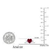 7 MM Heart Lab Created Ruby & Round White Diamond 3 Stone Wedding Ring for Her | 18K White Gold