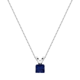5 mm Princess Lab Created Blue Sapphire Ladies Solitaire Pendant 14K White Gold