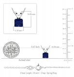 5 mm Princess Lab Created Blue Sapphire Ladies Solitaire Pendant 14K White Gold