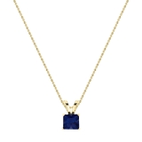 5 mm Princess Lab Created Blue Sapphire Ladies Solitaire Pendant 18K Yellow Gold