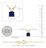 5 mm Princess Lab Created Blue Sapphire Ladies Solitaire Pendant 18K Yellow Gold