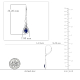 6X4mm Each Pear Lab Created Blue Sapphire & Round Natural White Diamond Swirl Halo Teardrop Lever Back Dangling Drop Earrings for Women in 10K White Gold