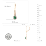6x4mm each Pear Lab Created Emerald & Round White Diamond Swirl Halo Lever Back Dangling Earrings for Women in 14K Rose Gold
