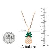 4X2 mm Marquise Lab Created Emerald & Round White Diamond Ladies Pineapple Pendant, 10K Rose Gold
