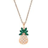4X2 mm Marquise Lab Created Emerald & Round White Diamond Ladies Pineapple Pendant, 18K Rose Gold