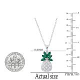 4X2 mm Marquise Lab Created Emerald & Round White Diamond Ladies Pineapple Pendant, Sterling Silver