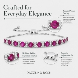 5 MM Each Lab Created Round Ruby & White Sapphire Bolo Bracelet Sterling Silver for Women