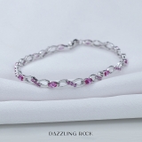 6X4 mm Marquise & Round Lab Created Pink Sapphire Ladies Infinity Bracelet Sterling Silver