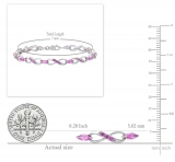 6X4 mm Marquise & Round Lab Created Pink Sapphire Ladies Infinity Bracelet Sterling Silver