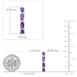 5X3 mm Oval Amethyst & Round Created Sapphire Ladies Huggies Hoop Earrings 925 Sterling Silver