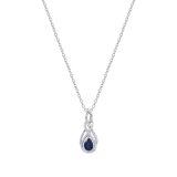 5X7 MM Pear Created Blue Sapphire & White Sapphire Ladies Swirl Teardrop Pendant, Sterling Silver