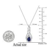 5X7 MM Pear Created Blue Sapphire & White Sapphire Ladies Swirl Teardrop Pendant, Sterling Silver