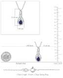 5X7 MM Pear Created Blue Sapphire & White Sapphire Ladies Swirl Teardrop Pendant, Sterling Silver