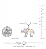 White Freshwater Pearl & White Sapphire Elephant Pendant with Silver Chain, 925 Sterling Silver