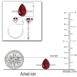 10X7 Pear Shaped Lab Created Ruby & Round White Diamond Engagemnet Halo Ring for Women in 10K White Gold