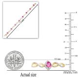 8.5 mm Created Ruby Ladies Bracelet with Natural Diamond Accent Yellow Gold Plated Sterling Silver