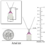 7.5X10mm Created Opal & Pink Sapphire Ladies Pendant with Natural Diamond Accent, 10K White Gold