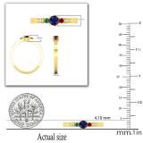 Lab Created Multi Gem Stone With Natural White Diamond Three Stone Engagement Ring 10K Yellow Gold