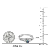 3.2mm Round Lab Grown Alexandrite and White Natural Diamond Halo Vintage Ring Set for Women in 10K White Real Solid Gold