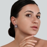 Oval Lab Created Blue Sapphire & Marquise, Round White Diamond Spiral Circle Stud Earrings for Women in 925 Sterling Silver in Push Back