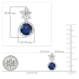 8mm Round Lab Created Blue Sapphire & Pear, Marquise, Round White Diamond Halo Stud Earrings for Her in 10K White Gold in Screw Back