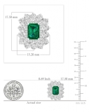 Emerald Cut Lab Created Emerald, Pear & Round White Diamond Halo Stud Earrings for Women in 10K White Gold in Push Back