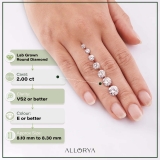 ALLORYA IGI Certified 2.00 Carat Single Loose Round Lab Grown White Diamond (Color E or Better & Clarity VS2)
