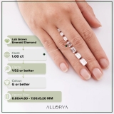 ALLORYA IGI Certified 1.00 Carat Single Loose Emerald Cut Lab Grown White Diamond (Colors G or Better & Clarity VS2)