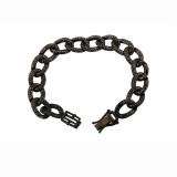 6.40 Carat (ctw) Round Black Diamond Men's Cuban Link Chain Bracelet Sterling Silver
