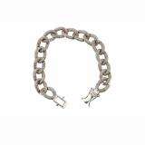 6.55 Carat (ctw) Round White Diamond Men's Cuban Link Chain Bracelet Sterling Silver