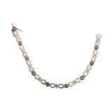 1.44 Carat (ctw) 14k White Gold Round Cut Champagne And White Diamond Ladies Infinity Tennis Bracelet