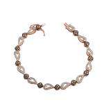 1.42 Carat (ctw) 14k White Gold Round Cut Champagne And White Diamond Ladies Heart Link Bracelet