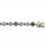 1.54 Carat (ctw) 14k White Gold Round Cut Champagne And White Diamond Ladies Cluster Tennis Bracelet 1 1/2 CT