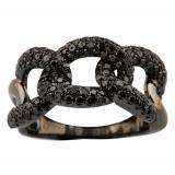 1.31 Carat (ctw) Sterling Silver Round Black Diamond Ladies Cocktail Interlock Right Hand Fashion Band