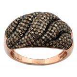 1.00 Carat (ctw) Sterling Silver Round Champagne Diamond Ladies Cocktail Right Hand Ring 1 CT