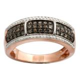 0.37 Carat (ctw) Sterling Silver Round Champagne Diamond Ladies Cocktail Right Hand Fashion Band