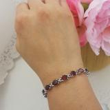 14.00 CT Real Oval Cut Genuine Red Garnet 925 Sterling Silver Tennis Bracelet (5 MM Width x 8 Inch Length)