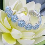30.00 Carat (ctw) Sterling Silver Real Pear & Round Cut Genuine Blue Topaz Ladies Tennis Bracelet (7.25 Inch Length x 14.5 MM Wide)